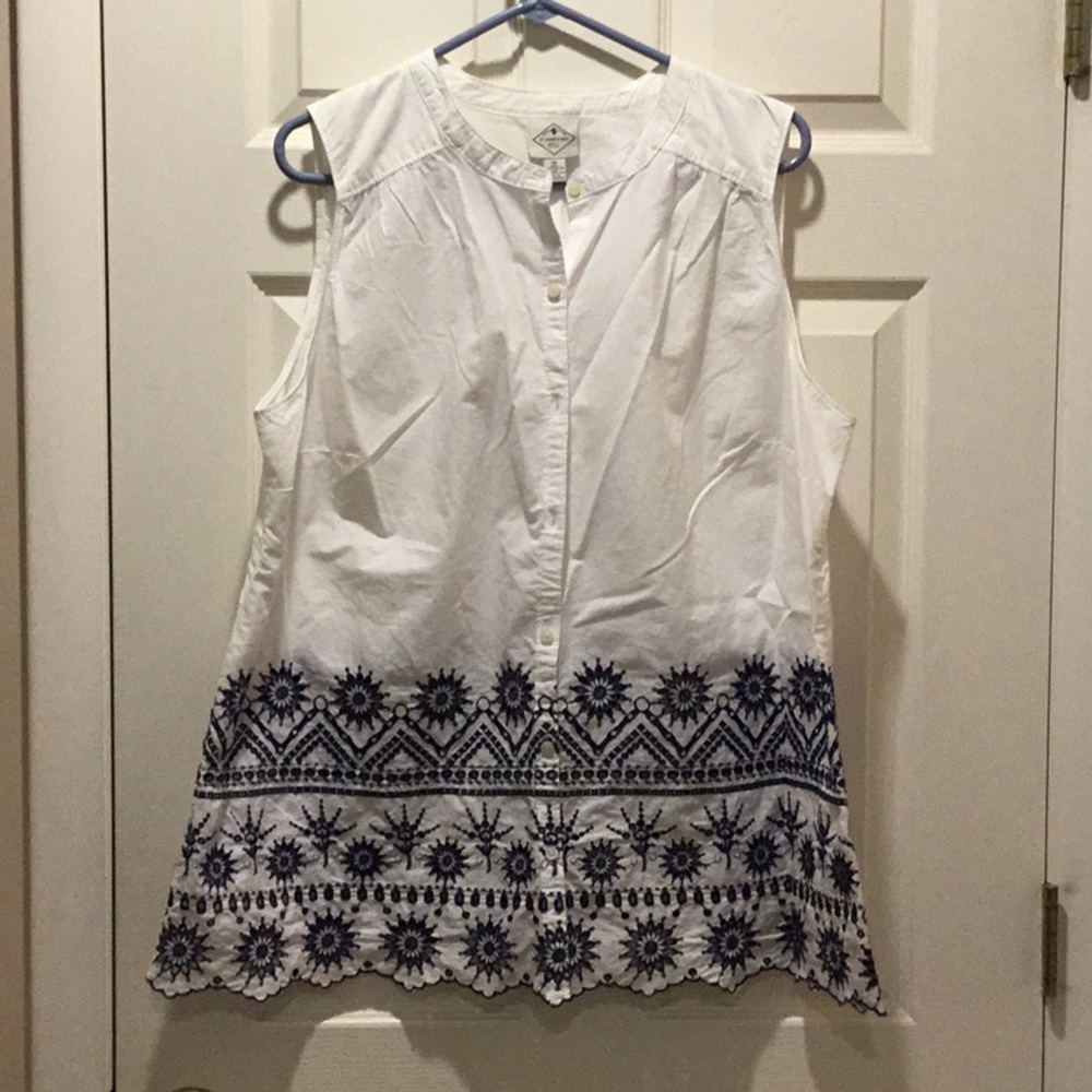 St Johns Bay Navy/white sleeveless Top,1X